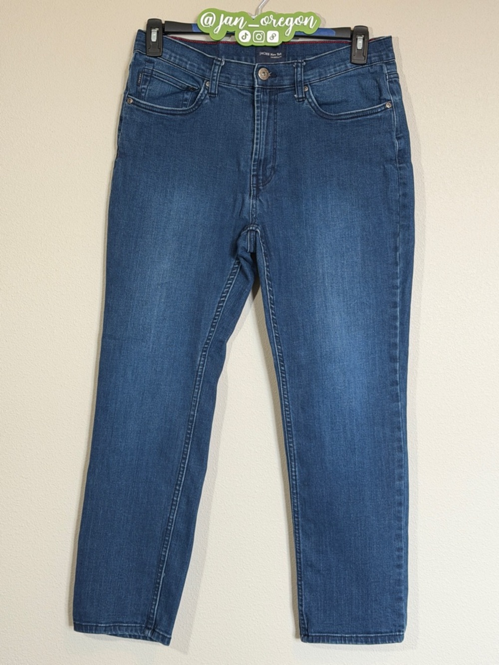 Jachs Ny Tribeca Men's Straight Jeans in Medium Blue Denim, size 34